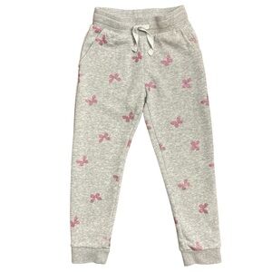 H&M 4-5yr grey and pink butterfly sparkle sweatpants